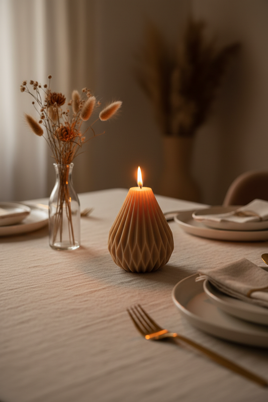 Vela origami en comedor