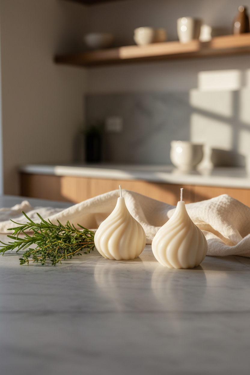 Velas merengue en cocina